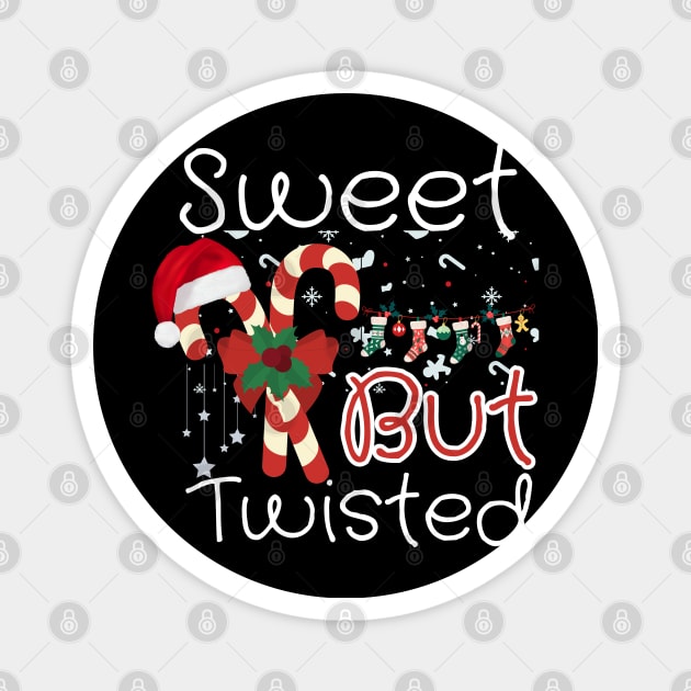 Sweet But Twisted Candy Cane Christmas Design Magnet by click2print